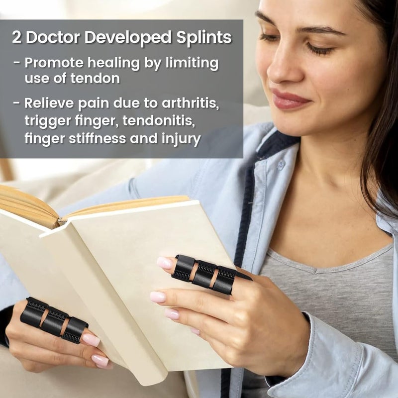 Simplation Trigger Finger Splint and Ice Pack (2+2 Set) for Pain Relief, Knuckle Immobilization, Straightening Arthritis, Injured Mallet Finger, Fits Index, Middle, Thumb, Ring Finger - Image 3