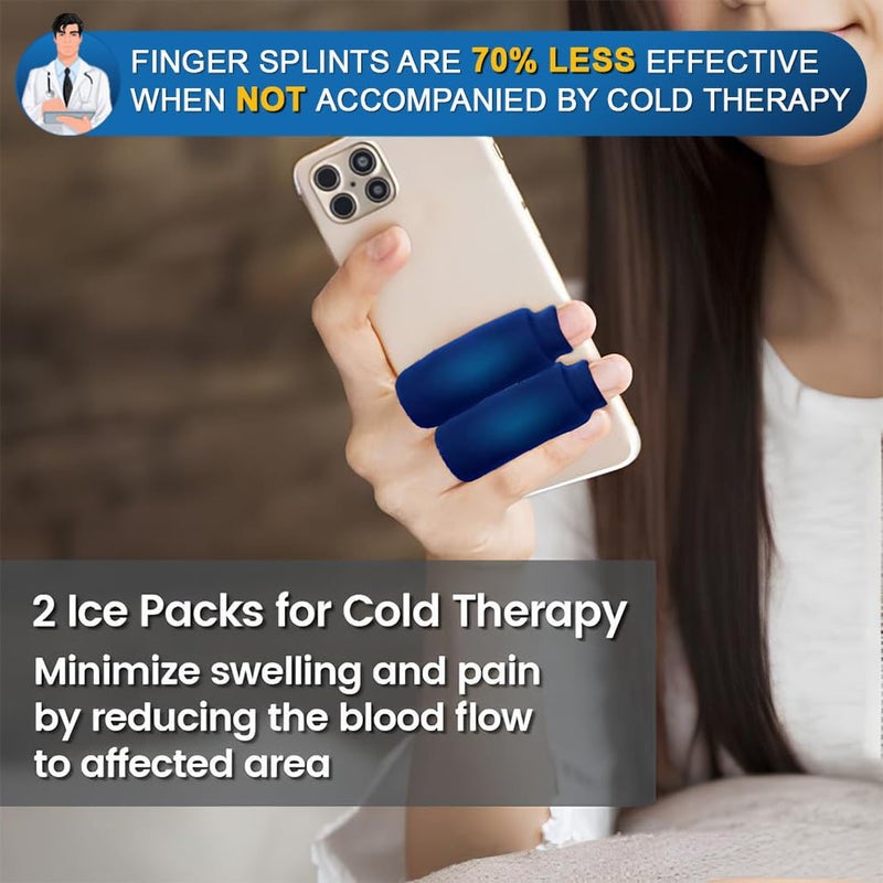 Simplation Trigger Finger Splint and Ice Pack (2+2 Set) for Pain Relief, Knuckle Immobilization, Straightening Arthritis, Injured Mallet Finger, Fits Index, Middle, Thumb, Ring Finger - Image 5
