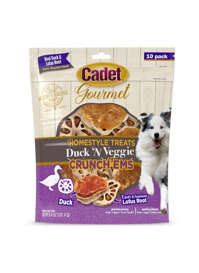 Cadet Cadet Gourmet Crunch'ems Homestyle Dog Treats, Natural Dog Chews with Real Chicken and Lotus Root, Duck 'N Veggie Flavor, 10 Count (Pack of 1)  - Image 1