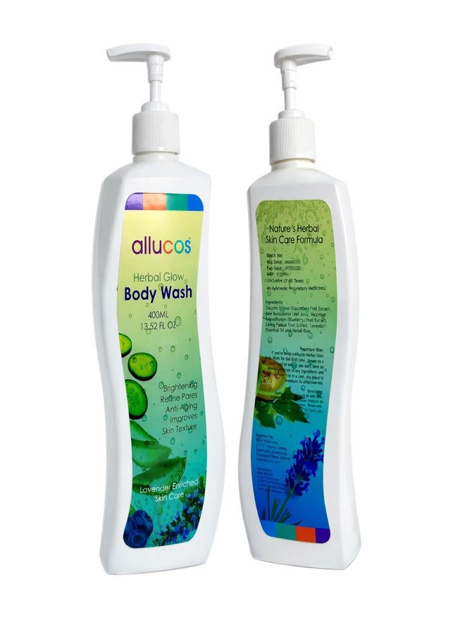 Allucos Herbal Glow Body Wash with Cucumber, Aloe Vera, Blueberry & Papaya Extract | Deep Hydration, Gentle Cleansing & Natural Skin Glow | Sulfate-Free Daily Use Shower Gel Enriched with Lavender Essential – 400ML - Image 4
