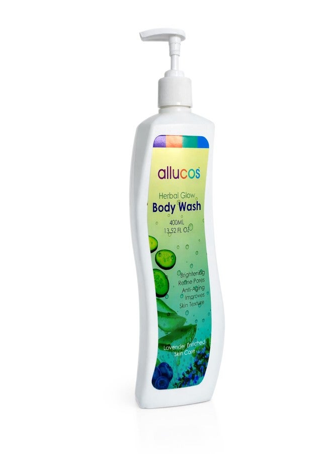 Allucos Herbal Glow Body Wash with Cucumber, Aloe Vera, Blueberry & Papaya Extract | Deep Hydration, Gentle Cleansing & Natural Skin Glow | Sulfate-Free Daily Use Shower Gel Enriched with Lavender Essential – 400ML - Image 1