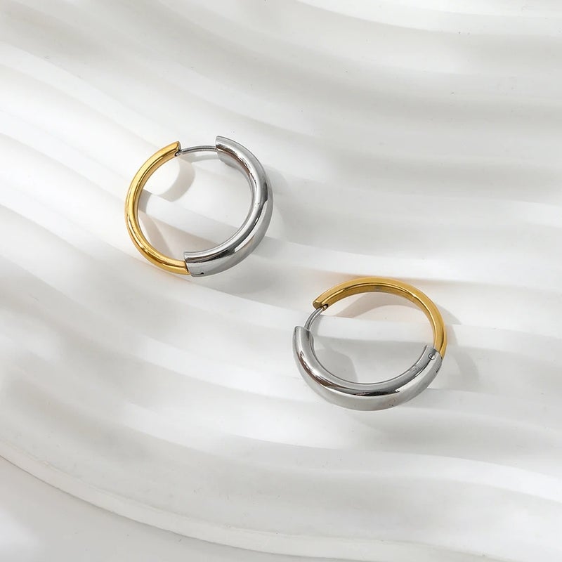 حلق أستانليس ستيل ذهبي × فضي - Image 2