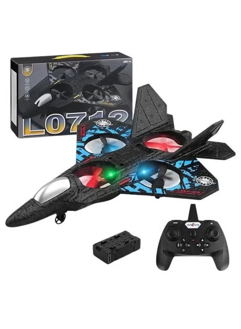 vesus RC Aeroplane L0712 2.4GHz Remote Control Fighter Jet Quadcopter – RTF Electric Airplane Toy with LED Lights, USB Charging, One-Key 3D Flips, 360° Stunts – Durable & Lightweight Aircraft Drone for Beginners, Kids, Adults - Image 1