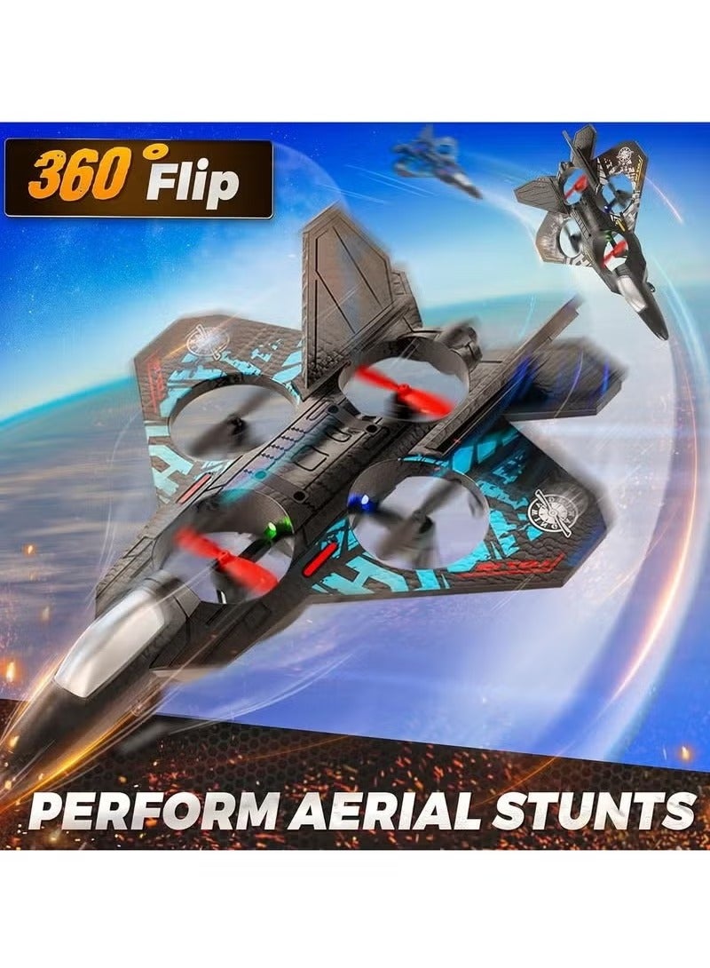 vesus RC Aeroplane L0712 2.4GHz Remote Control Fighter Jet Quadcopter – RTF Electric Airplane Toy with LED Lights, USB Charging, One-Key 3D Flips, 360° Stunts – Durable & Lightweight Aircraft Drone for Beginners, Kids, Adults - Image 3