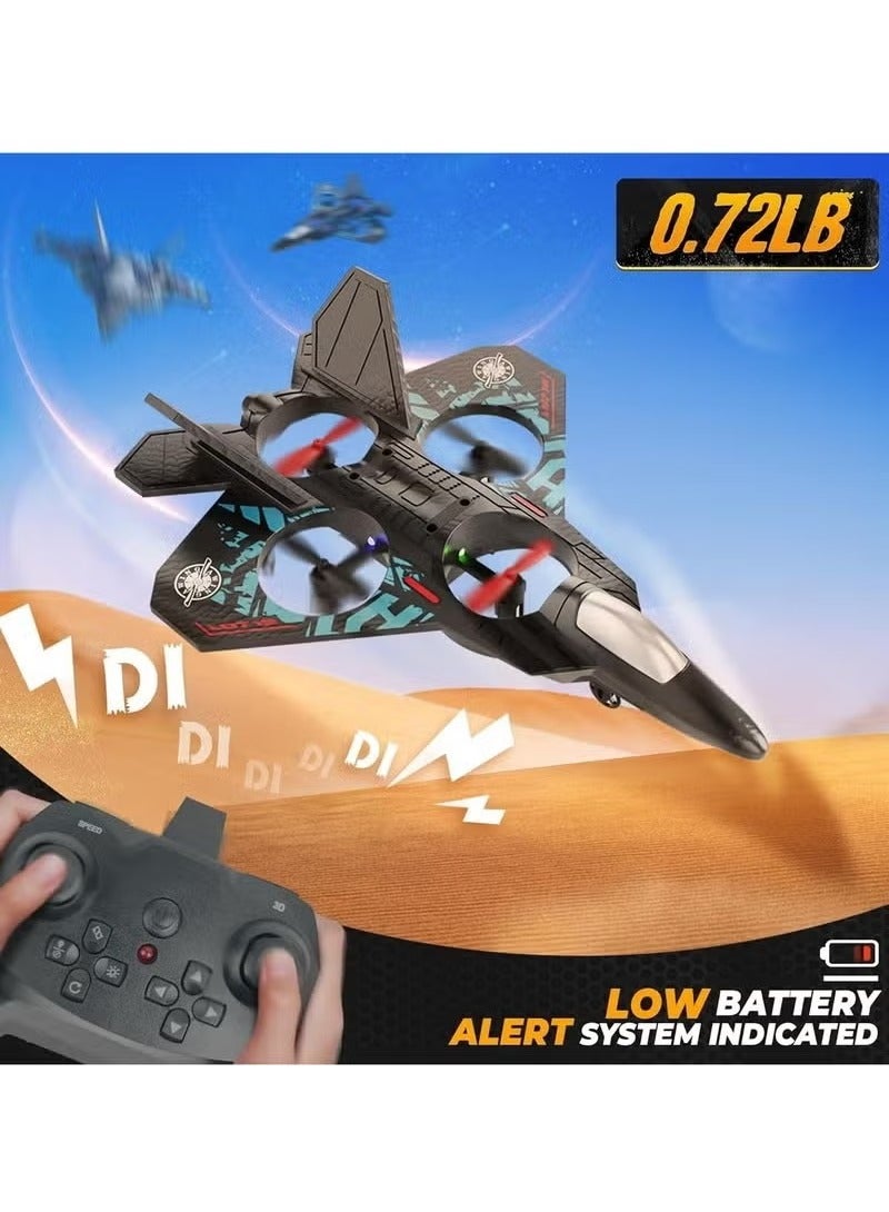 vesus RC Aeroplane L0712 2.4GHz Remote Control Fighter Jet Quadcopter – RTF Electric Airplane Toy with LED Lights, USB Charging, One-Key 3D Flips, 360° Stunts – Durable & Lightweight Aircraft Drone for Beginners, Kids, Adults - Image 5