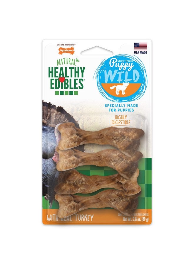Nylabone Healthy Edibles WILD Natural Long-Lasting Turkey Flavor Bone Chew Treats for Dogs, Small/Regular (4 Count) - Image 1