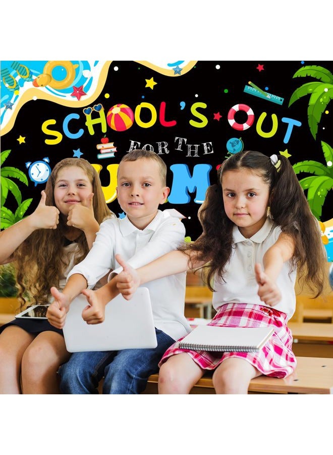 NUTTYBASH End of School Year Party Decorations, School's Out for The Summer Banner Backdrop, Last Day of School Decorations Pool Party Decorations for Summer Themed Party Supplies 71x44Inch - Image 5