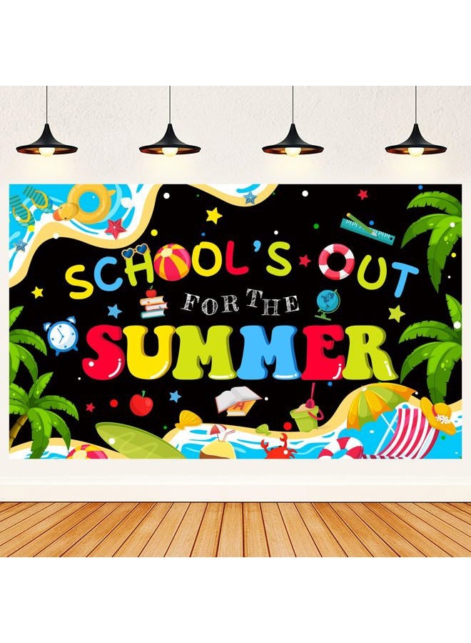NUTTYBASH End of School Year Party Decorations, School's Out for The Summer Banner Backdrop, Last Day of School Decorations Pool Party Decorations for Summer Themed Party Supplies 71x44Inch - Image 1