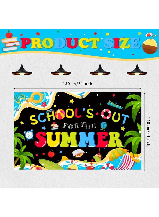 NUTTYBASH End of School Year Party Decorations, School's Out for The Summer Banner Backdrop, Last Day of School Decorations Pool Party Decorations for Summer Themed Party Supplies 71x44Inch - Image 4