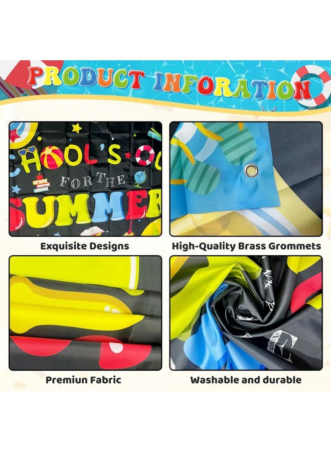 NUTTYBASH End of School Year Party Decorations, School's Out for The Summer Banner Backdrop, Last Day of School Decorations Pool Party Decorations for Summer Themed Party Supplies 71x44Inch - Image 3