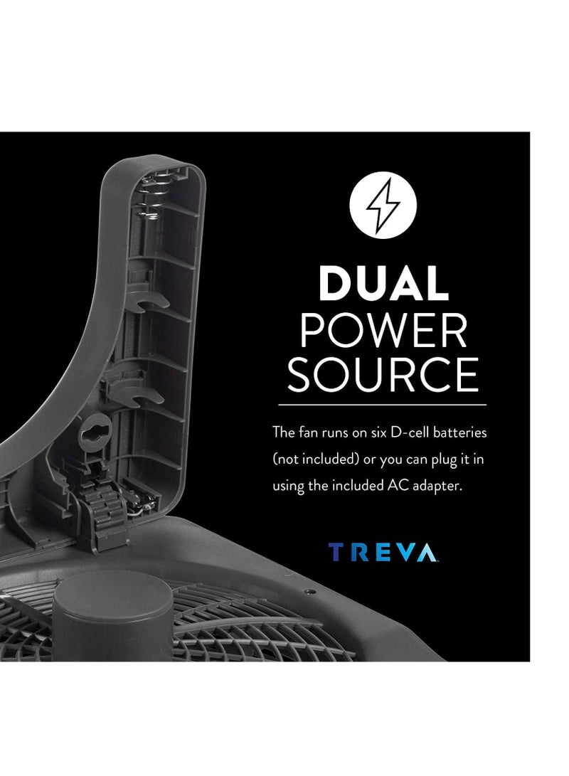 O2COOL Treva 10-Inch Portable Desktop Air Circulation Battery Fan, 2 Speed, Compact Folding & Tilt Design, with AC Adapter (Graphite) - Image 2