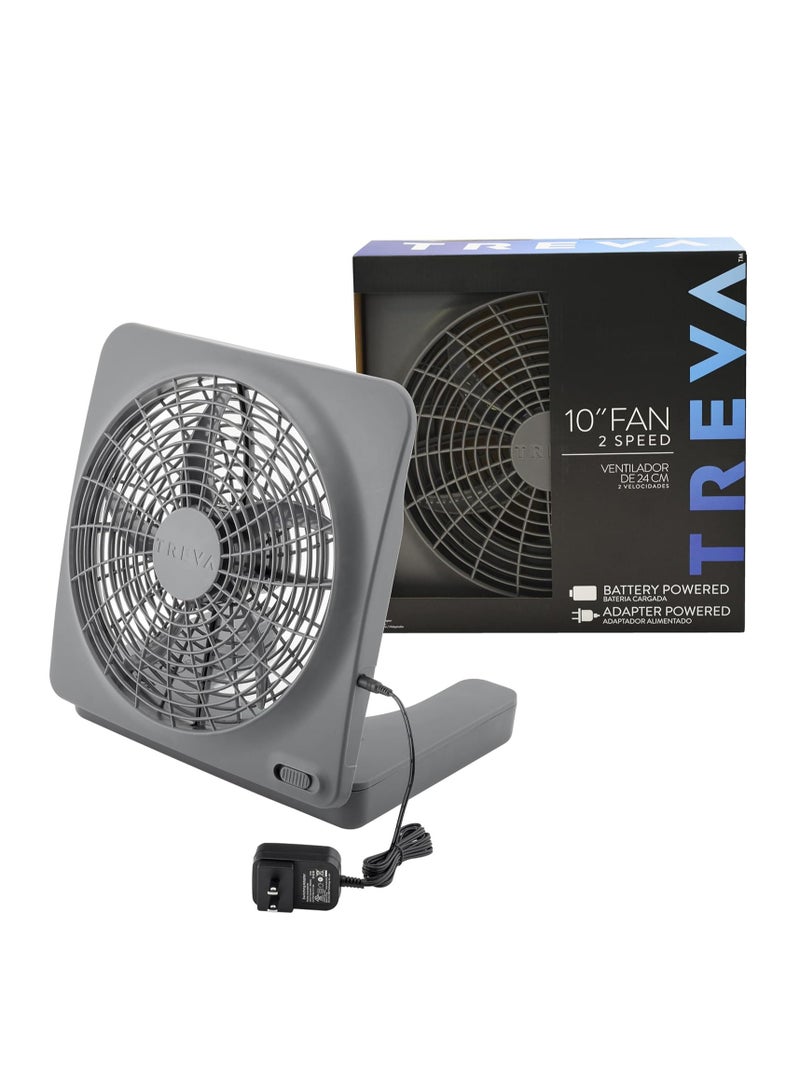 O2COOL Treva 10-Inch Portable Desktop Air Circulation Battery Fan, 2 Speed, Compact Folding & Tilt Design, with AC Adapter (Graphite) - Image 1