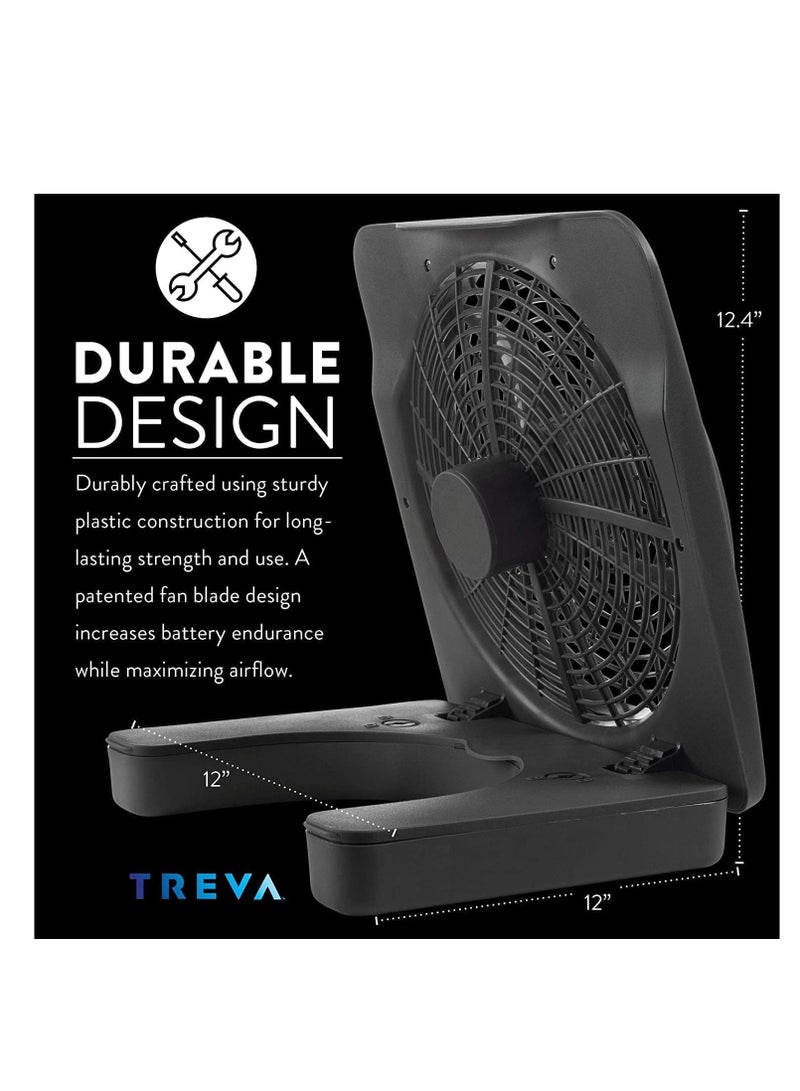 O2COOL Treva 10-Inch Portable Desktop Air Circulation Battery Fan, 2 Speed, Compact Folding & Tilt Design, with AC Adapter (Graphite) - Image 3