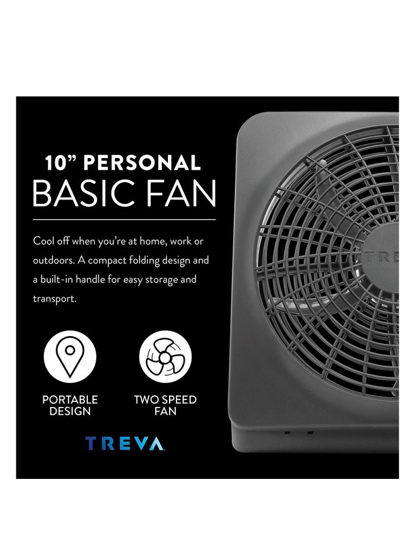 O2COOL Treva 10-Inch Portable Desktop Air Circulation Battery Fan, 2 Speed, Compact Folding & Tilt Design, with AC Adapter (Graphite) - Image 4