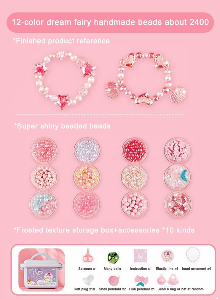 PYEBE DIY Bead Jewelry Making Kit for Kids Girls with Mermaid Rainbow Heart Charms Beads for Bracelets Rings Necklaces - Image 2