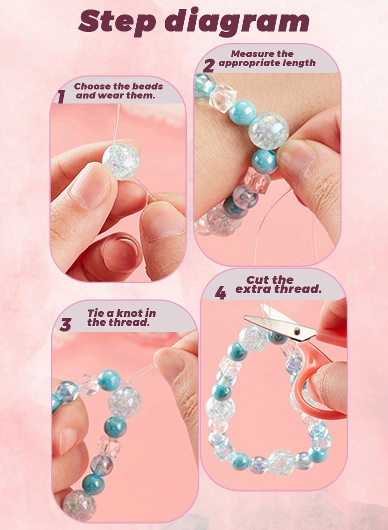 PYEBE DIY Bead Jewelry Making Kit for Kids Girls with Mermaid Rainbow Heart Charms Beads for Bracelets Rings Necklaces - Image 3