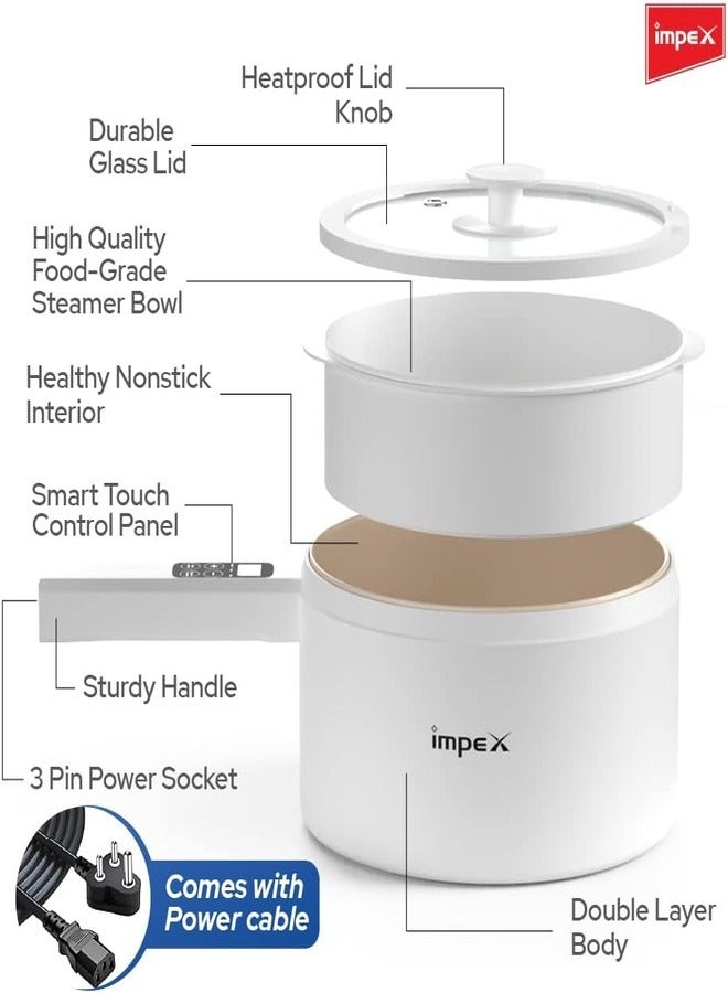 إمبكس مقلاة كهربائية متعددة الوظائف من إيمبكس (مقلاة سحرية WS18)، مقلاة طبخ كهربائية متعددة الأغراض، المزيد من الوجبات، أقل متاعب، التحكم في درجة الحرارة، لون أبيض - Image 5