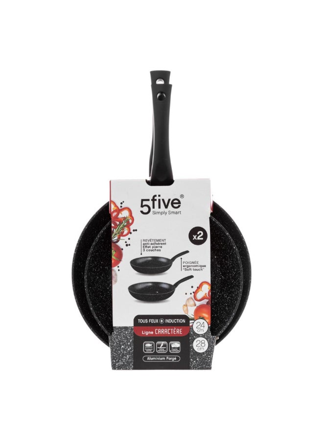 Five Simply Smart 2-Piece Caractere Aluminium Frying Pan Black 8 x 27.2 x 43 cm 179795 - Image 2
