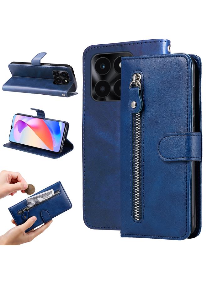 اس-توب جراب هاتف Honor X6a من الجلد بسحاب وملمس جلد العجل - Image 1