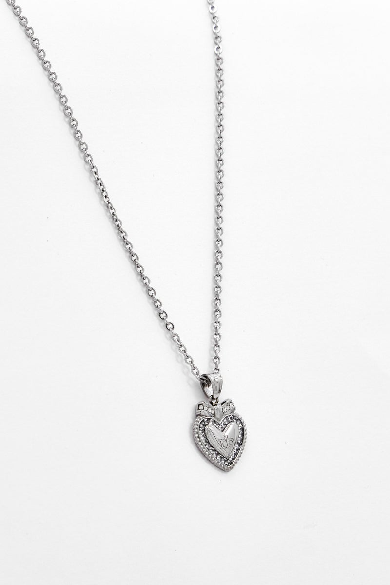 RoccoBarocco Women Stainless Steel Heart Pendent Necklace, Silver  - Image 1