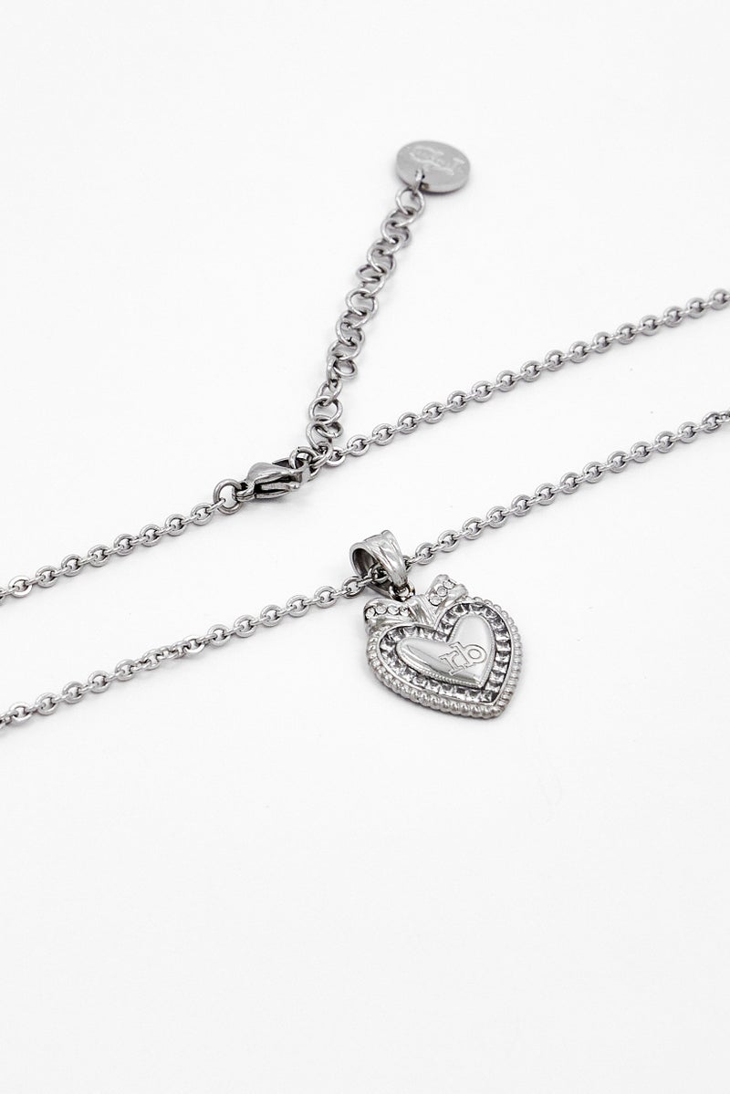 RoccoBarocco Women Stainless Steel Heart Pendent Necklace, Silver  - Image 2