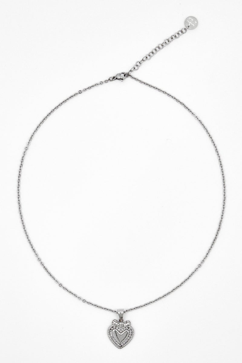 RoccoBarocco Women Stainless Steel Heart Pendent Necklace, Silver  - Image 4