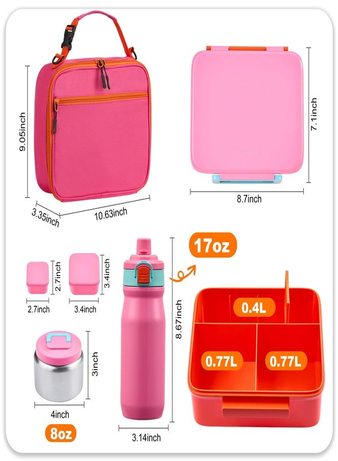 JXXM Bento Box, 4 Compartments with Bag(Pink) - Image 2