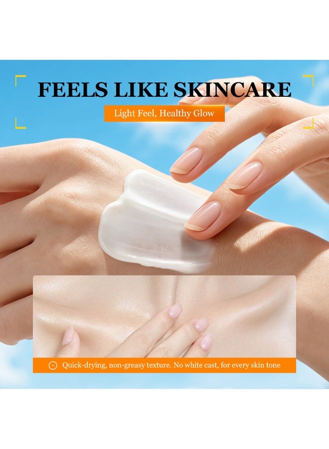 MELAO SPF 50+ PA++++ Hydrating Lightweight Sunscreen, 50ml Daily Sun Protection with Ceramide & Centella, Non-Greasy, No White Cast, Water Resistant Sunscreen for Face & Body - Image 5