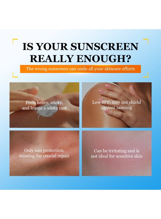 MELAO SPF 50+ PA++++ Hydrating Lightweight Sunscreen, 50ml Daily Sun Protection with Ceramide & Centella, Non-Greasy, No White Cast, Water Resistant Sunscreen for Face & Body - Image 3
