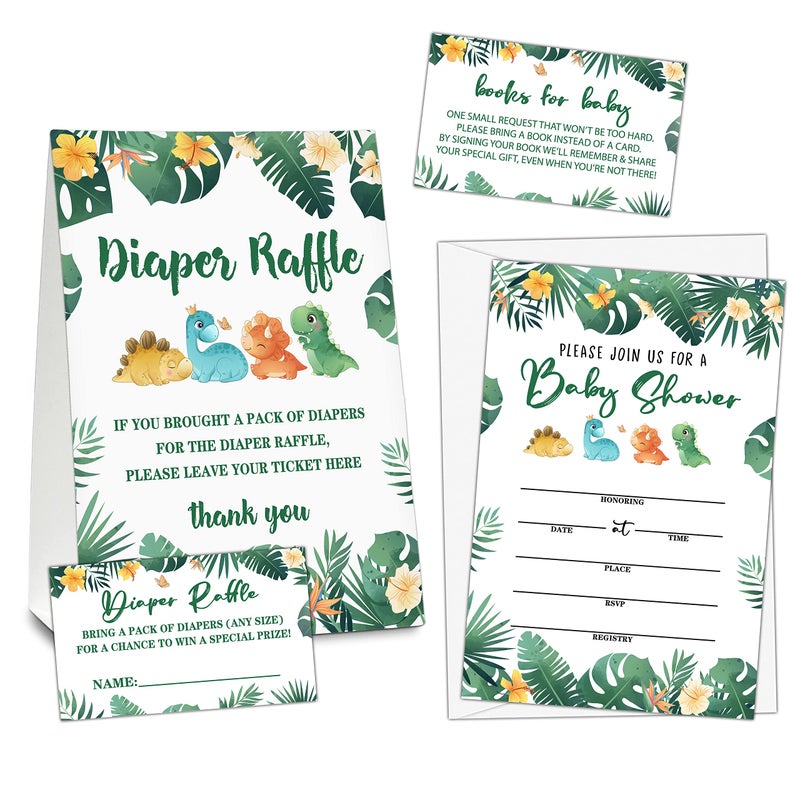 Woodland Baby Shower Set 25 Invitation Cards With Envelopes 4 x 6  1 Diaper Raffle SelfStanding Sign With 25 Game Cards  25 Book Request Cards  a052