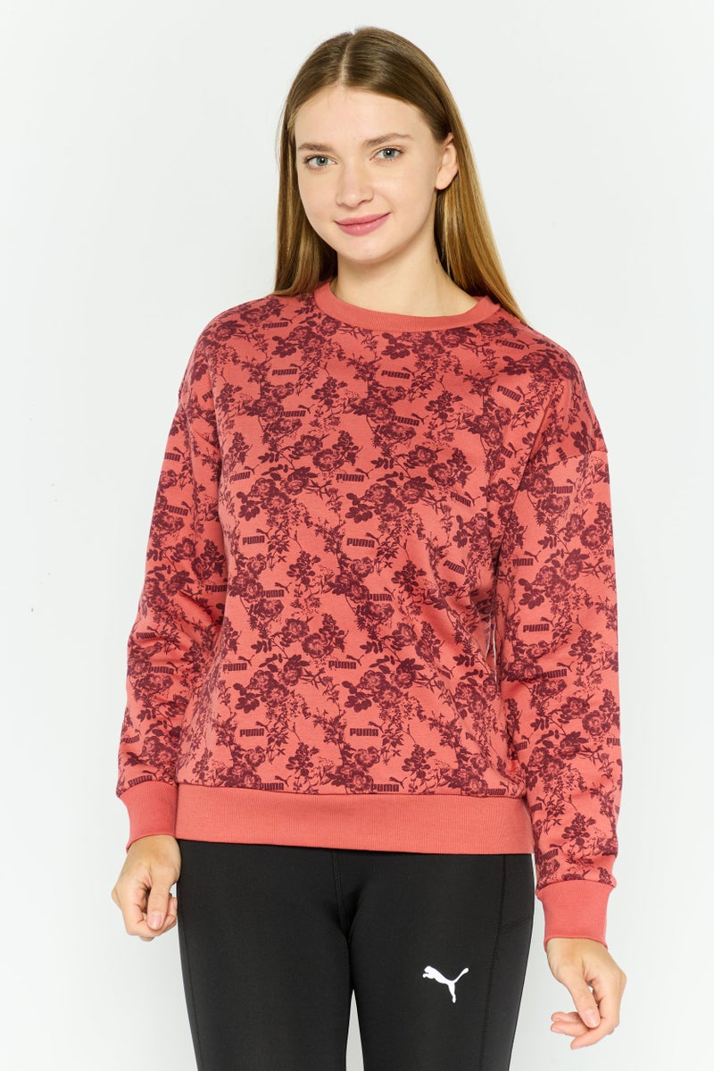 PUMA Women Sportswear Fit Floral Print Outdoor Sweatshirt, Multicolor - Image 1
