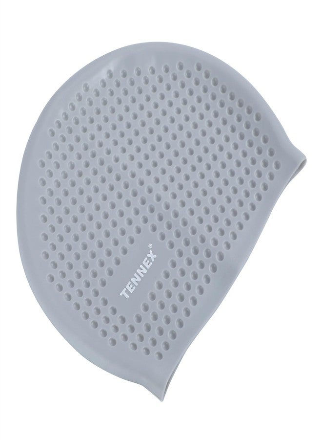 Tennex Silicone Swim Caps T-444 for Women, Men, and Children | Grey | Set of 1 - Image 4