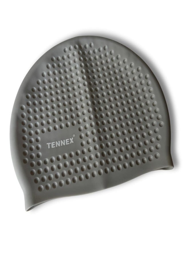 Tennex Silicone Swim Caps T-444 for Women, Men, and Children | Grey | Set of 1 - Image 5