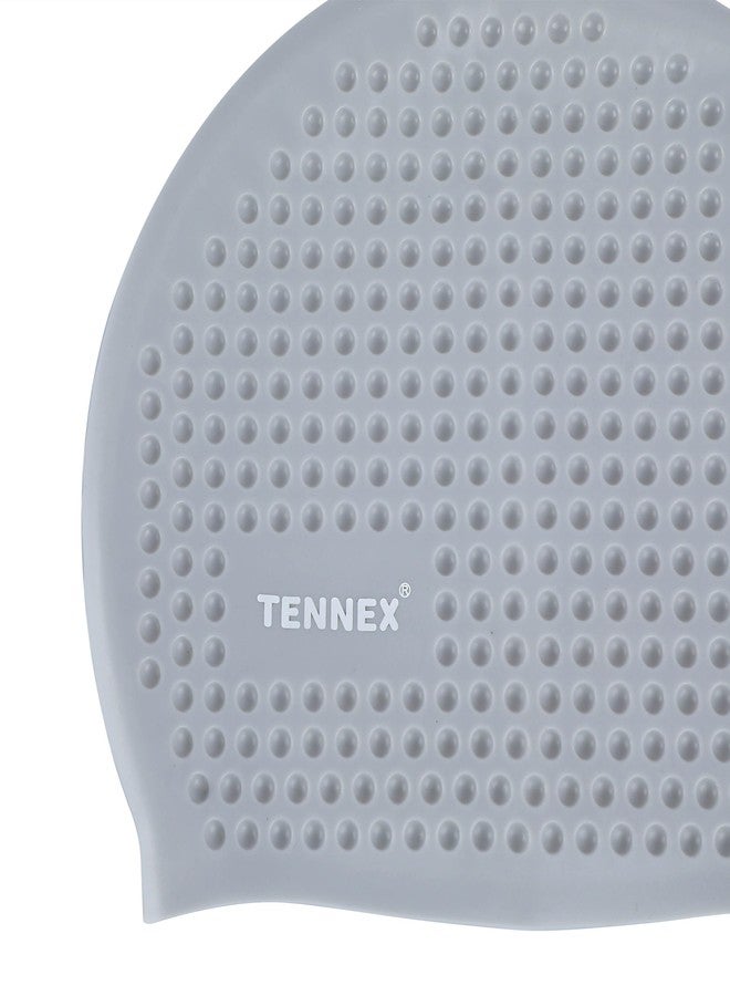 Tennex Silicone Swim Caps T-444 for Women, Men, and Children | Grey | Set of 1 - Image 3