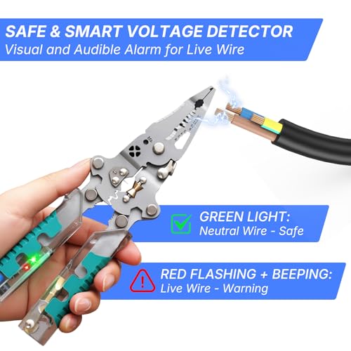 DIMOT Folding Stylus Screwdriver Wire Stripper, 18-in-1 Multifunctional Tuvilo Electrical Pliers, Chrome Vanadium Steel, Wire Cutter with Electricity Tester, Crimper, Cable Splitter for Electrical Work - Image 2
