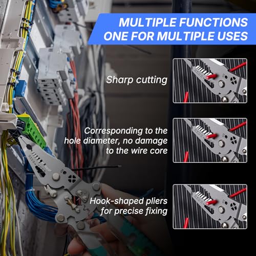 DIMOT Folding Stylus Screwdriver Wire Stripper, 18-in-1 Multifunctional Tuvilo Electrical Pliers, Chrome Vanadium Steel, Wire Cutter with Electricity Tester, Crimper, Cable Splitter for Electrical Work - Image 3