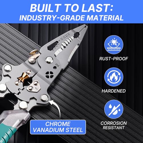 DIMOT Folding Stylus Screwdriver Wire Stripper, 18-in-1 Multifunctional Tuvilo Electrical Pliers, Chrome Vanadium Steel, Wire Cutter with Electricity Tester, Crimper, Cable Splitter for Electrical Work - Image 4