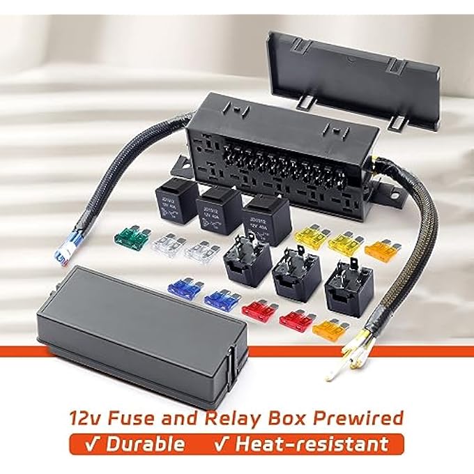 TERRIFI 11 Way Fuse Relay Box Block 12V PreWired Automotive Universal Fuse Block With Relay Panel 11 Slot Fuse Box And 6 Slot 4 Pin Relay Panel  For Vehicles Cars Marine Boats - Image 2