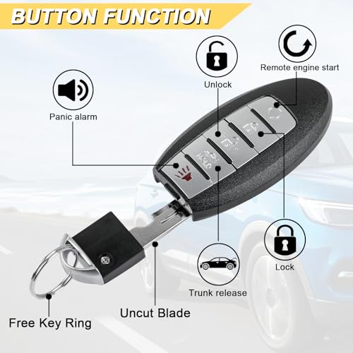 Vurkcy Key Fob Replacement for 2016 2017 2018 Nissan Altima Maxima Infiniti QX60 Q50/ 17 18 Q60 Car Keyless Entry Remote Control, KR5S180144014, 5 Btn - Image 3
