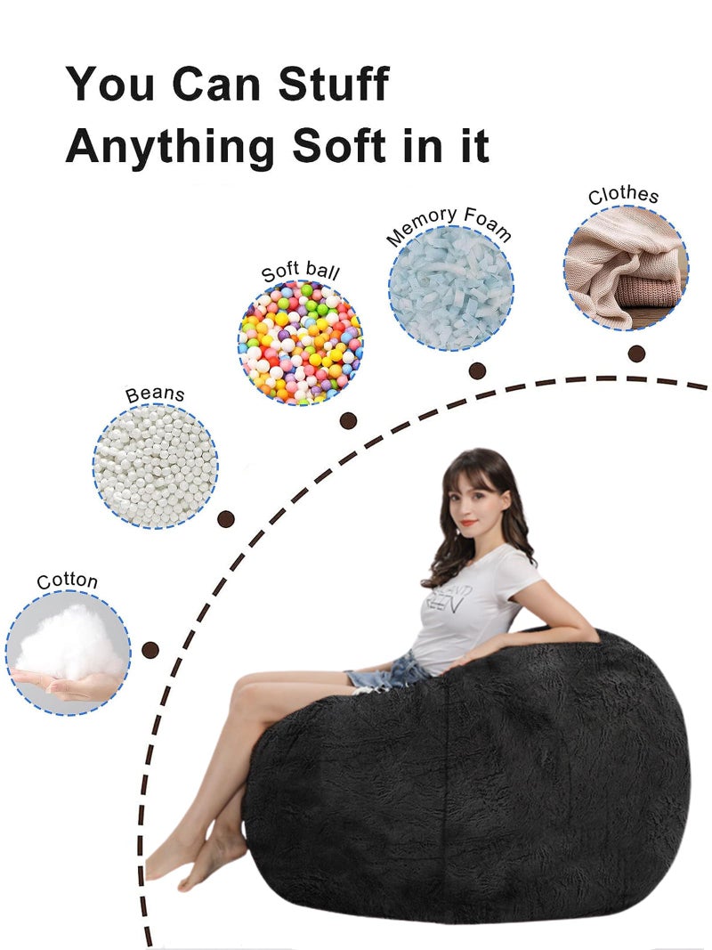 HDMLDP Bean Bag Chair for Adults Kids Without Filling Comfy Fluffy Giant Round Beanbag Lazy Sofa Cover for Reading Chair Floor Chair, 7FT, Grey - Image 5