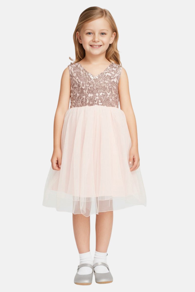 English Laundry Toddlers Girl Sequin Partywear Dress, Pink - Image 1