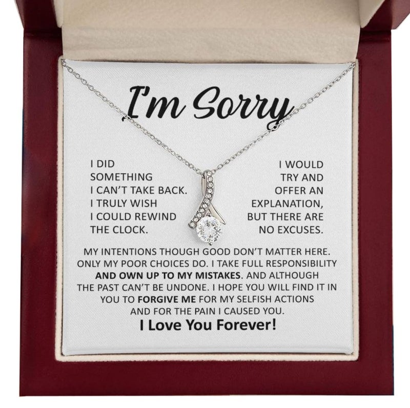 Dokazu Im Sorry Necklace for Her Apology Gifts Mothers Day Jewelry for Wife Birthday Christmas Valentines Present to My Soulmate Girl Friend Alluring Necklace with Message Card Luxury Gift Box - Image 2