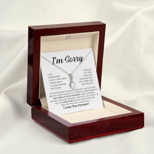 Dokazu Im Sorry Necklace for Her Apology Gifts Mothers Day Jewelry for Wife Birthday Christmas Valentines Present to My Soulmate Girl Friend Alluring Necklace with Message Card Luxury Gift Box - Image 3