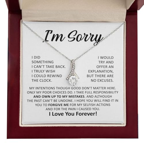Dokazu Im Sorry Necklace for Her Apology Gifts Mothers Day Jewelry for Wife Birthday Christmas Valentines Present to My Soulmate Girl Friend Alluring Necklace with Message Card Luxury Gift Box - Image 1