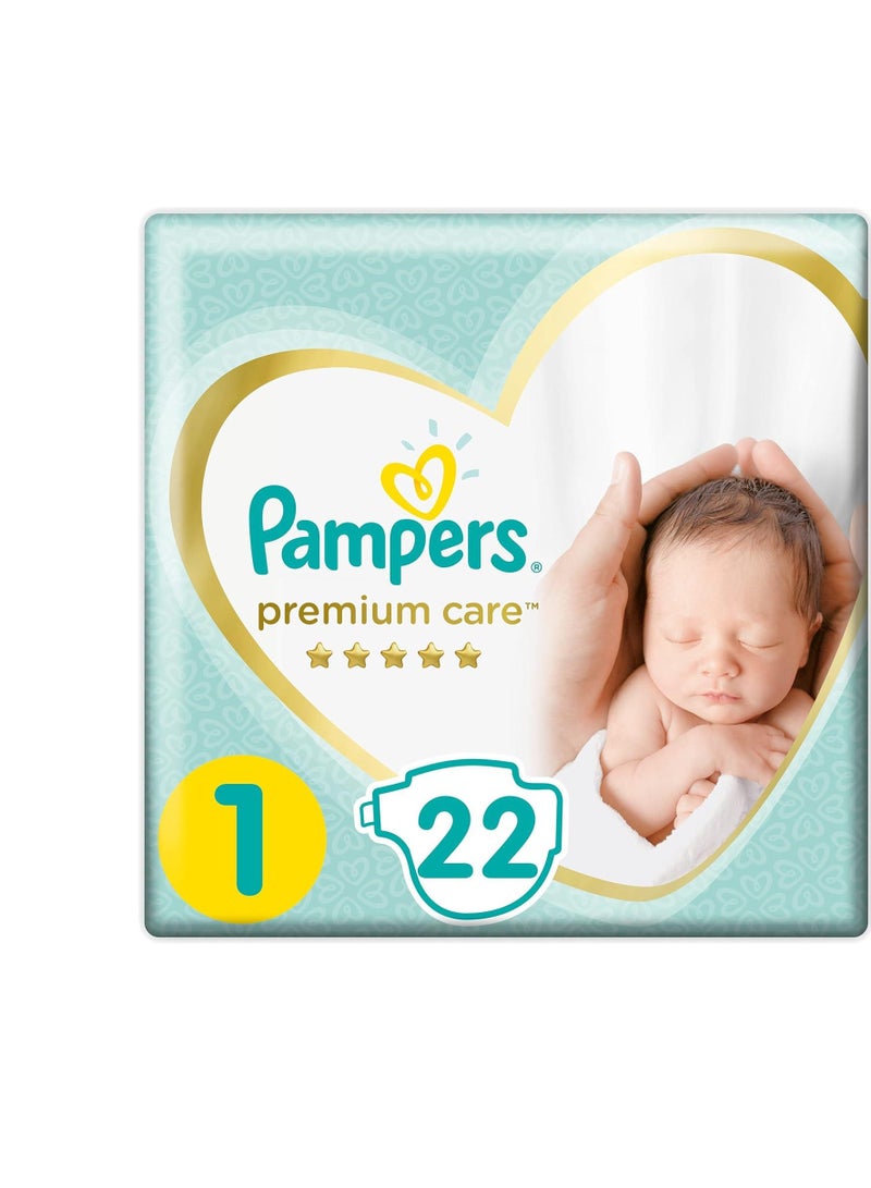 Premium Care Diapers Size 1 Newborn 2-5 kg Carry Pack 22 Count