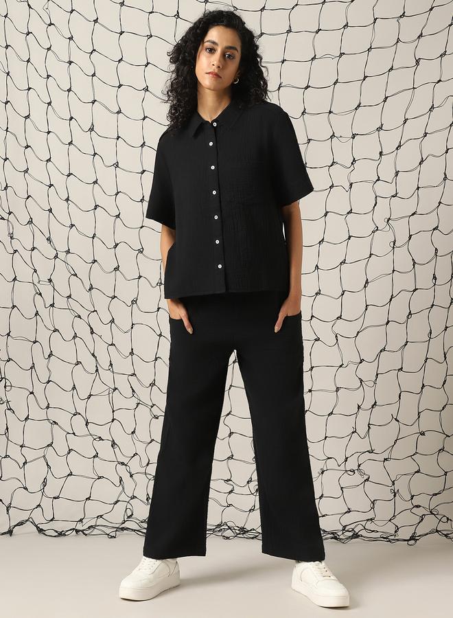 Hubberholme Self Design Double Cloth Pure Cotton Shirt With Trouser - Image 1