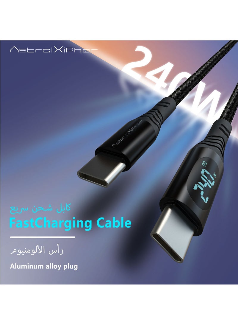 Astralxipher 240W 1.2m Smart Fast Charging Cable with Digital Display: PD/QC Fast Charge + USB3.0 | Compatible with iPhone 15/16 Series & Galaxy S24 ultra/S25 Series | Nylon Braided + Triple Protectionultra - Image 2