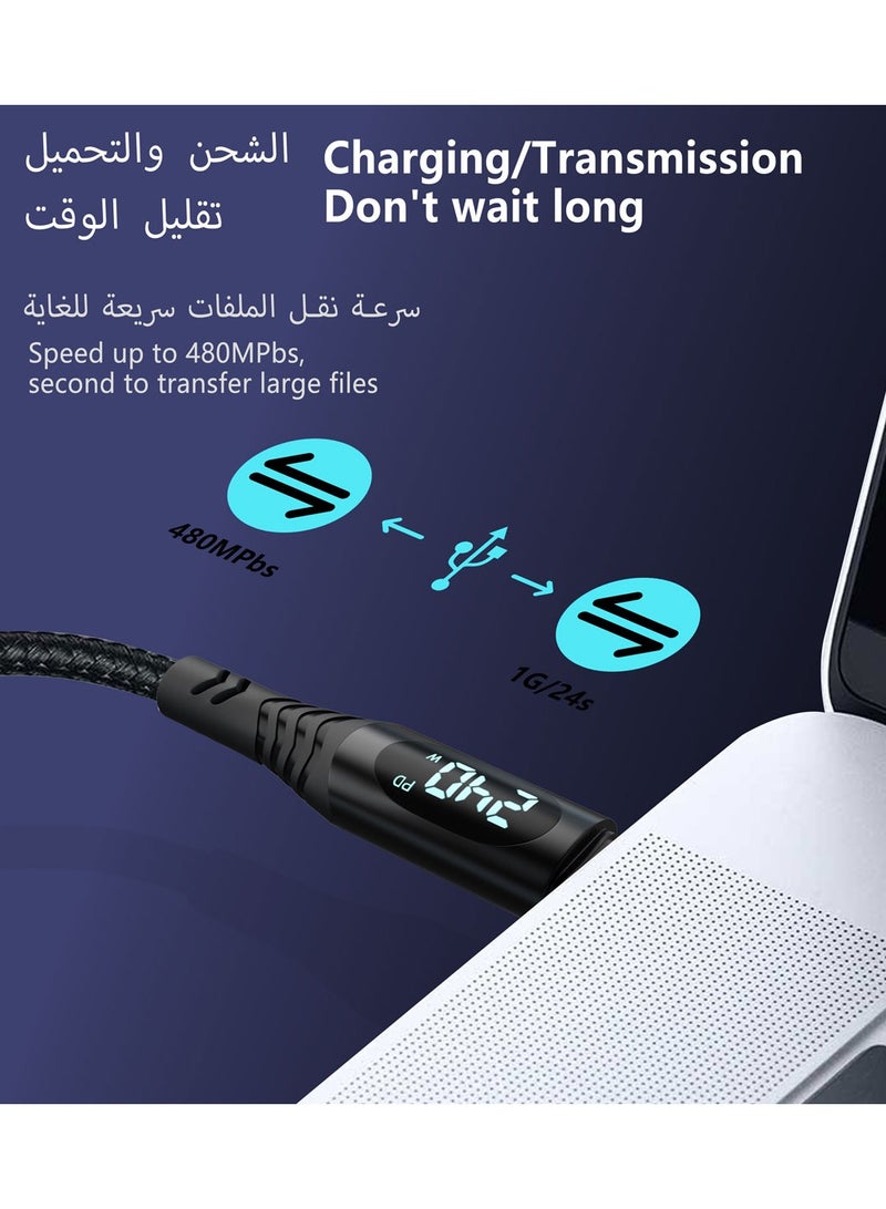 Astralxipher 240W 1.2m Smart Fast Charging Cable with Digital Display: PD/QC Fast Charge + USB3.0 | Compatible with iPhone 15/16 Series & Galaxy S24 ultra/S25 Series | Nylon Braided + Triple Protectionultra - Image 3