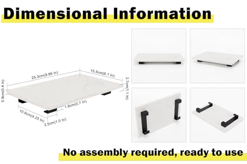 Winmien Bathroom Vanity Tray and White Marble Kitchen Soap Tray, Luxurious Small Accessory for Table/Countertop (Black-Rectangle, 10" x 6" x 1") - Image 2