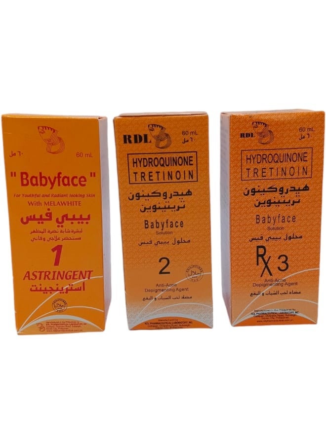 بيبي فيس مجموعة محلول بيبي فيس لمقاومة حب الشباب والبقع الداكنة من 3 عبوات 3x60ملليلتر